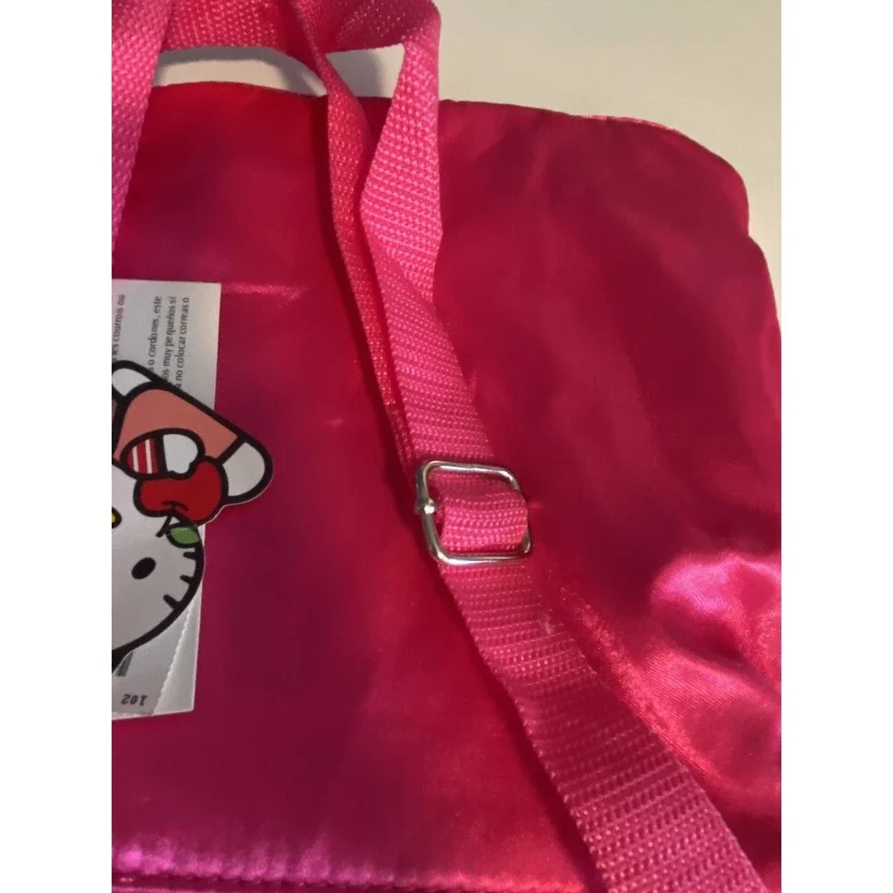 Hello Kitty Pink Stripe Sequined Girl's Crossbody Bag 2012 Adjust Strap NWT 8x8”